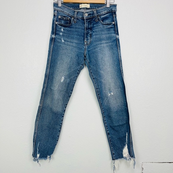 Gap 1969 High Rise Slim Straight Distress Hem Jeans - Picture 3 of 11